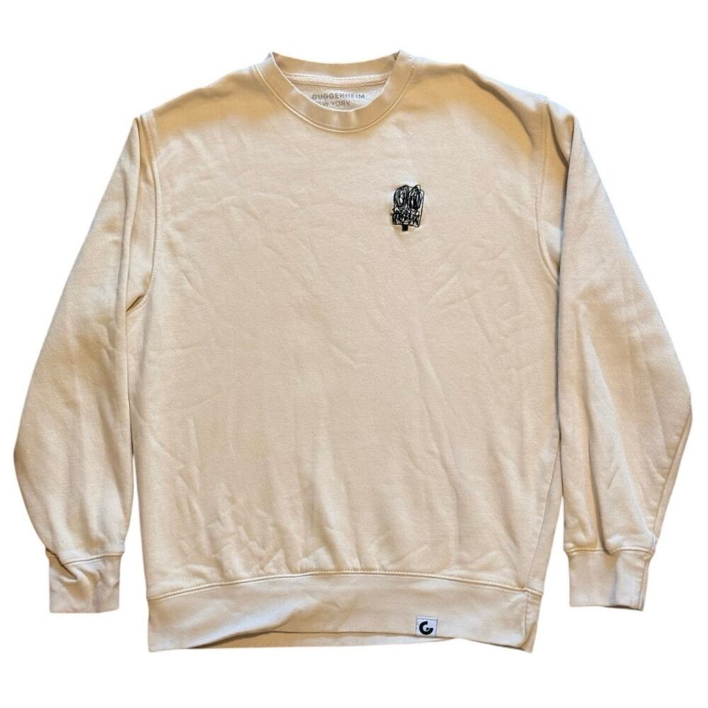 Guggenheim Museum Rashid Johnson Anxious Man Crewneck Sweatshirt Cream Size M